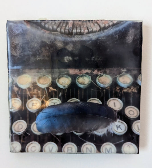 "Found Feather" Original Wax Encaustic Art Piece