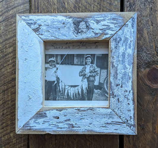 Photo - Happy Anglers - Old Fishing Photograph in Reclaimed Barnwood Frame
