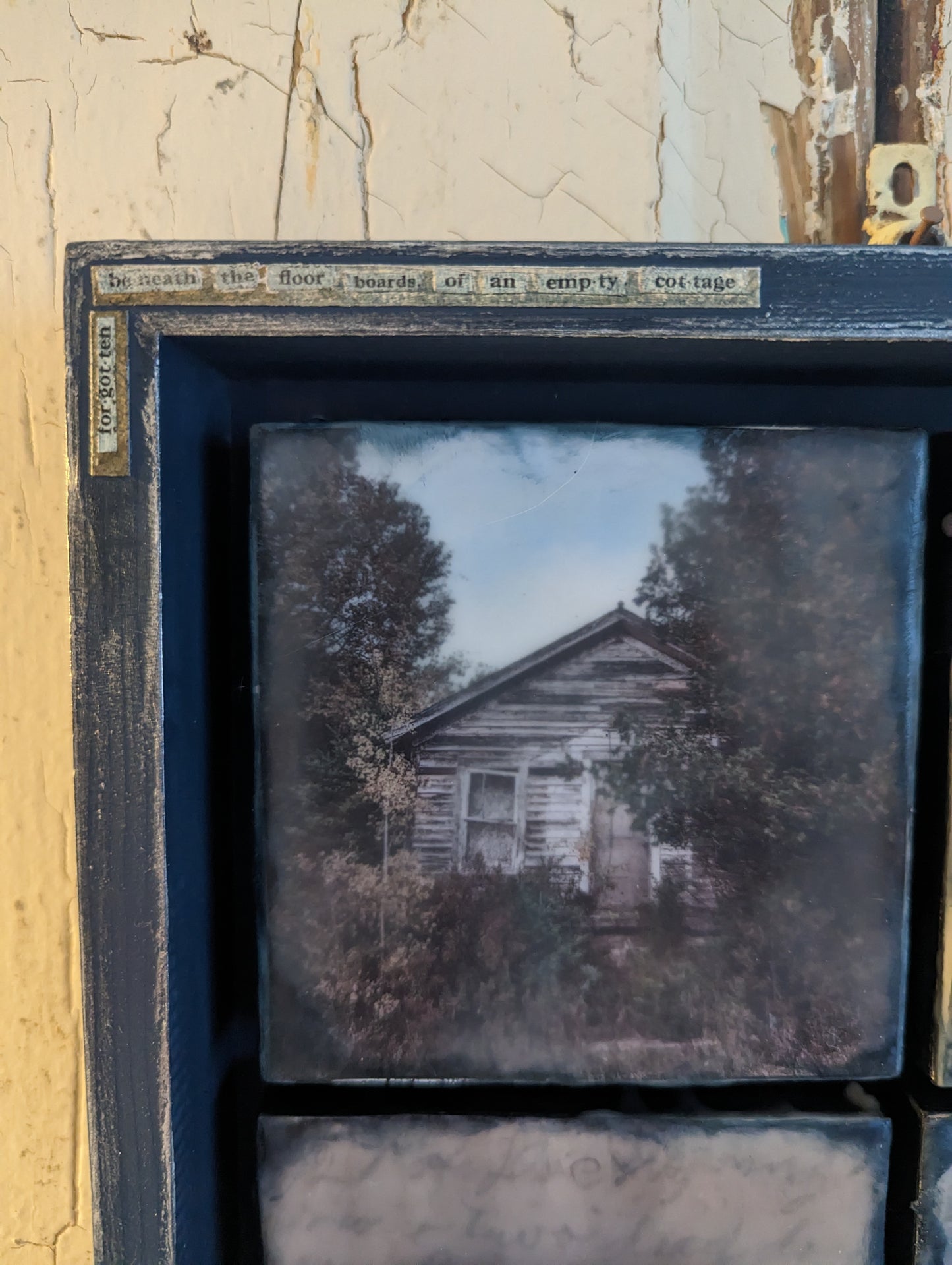 "Forgotten Cabins in the Woods" Collage - Original Wax Encaustic Art Piece