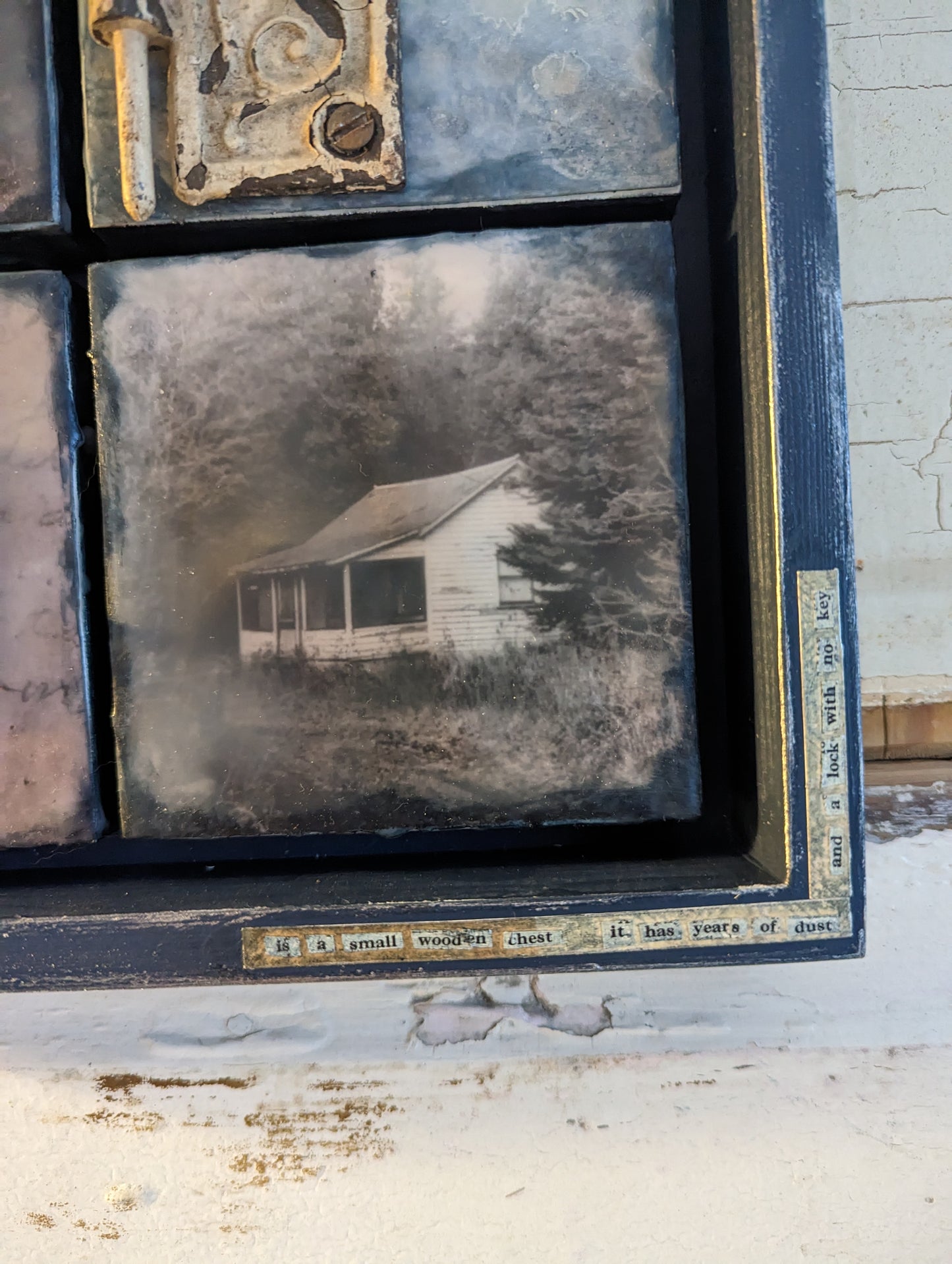 "Forgotten Cabins in the Woods" Collage - Original Wax Encaustic Art Piece