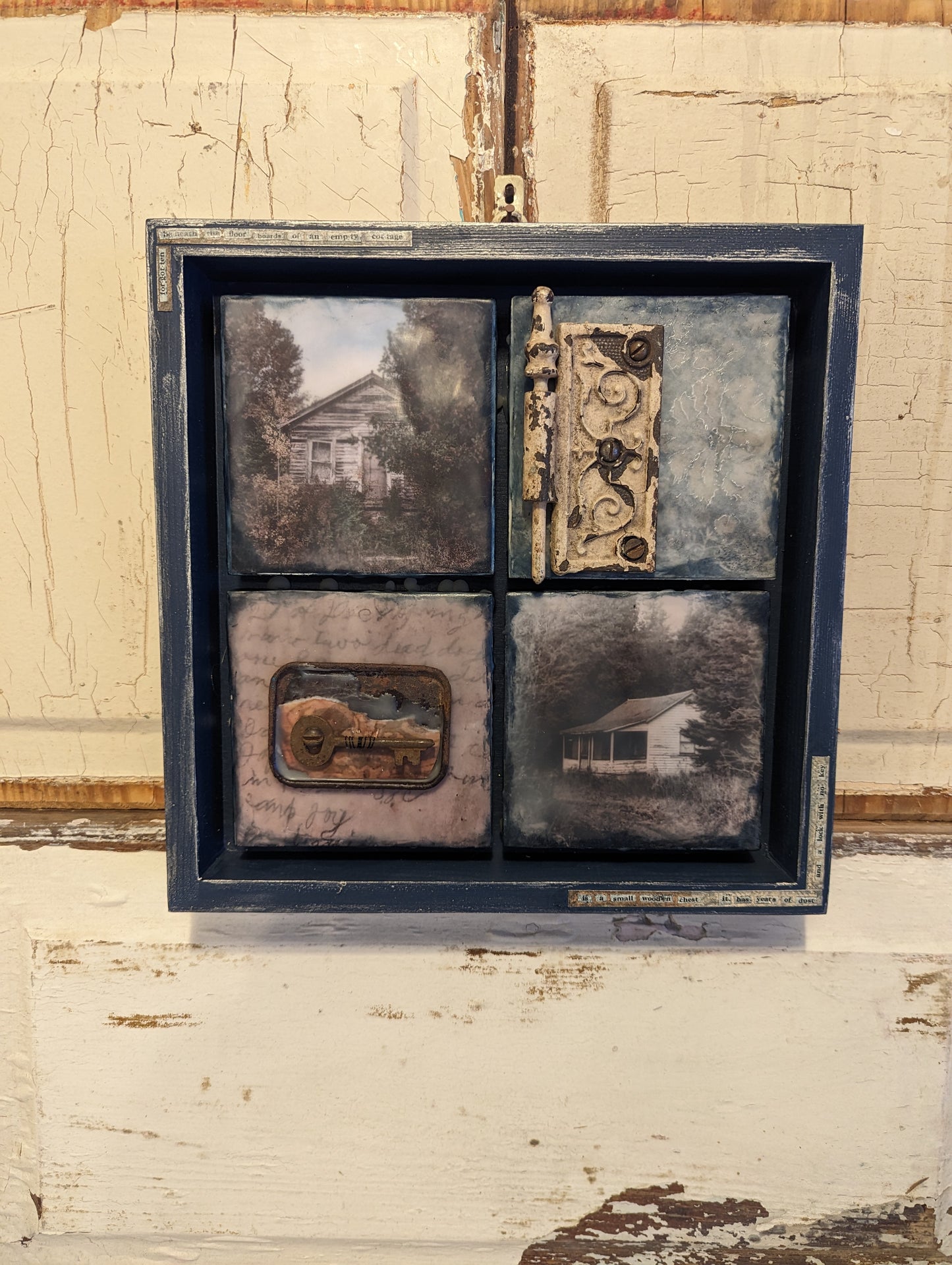 "Forgotten Cabins in the Woods" Collage - Original Wax Encaustic Art Piece