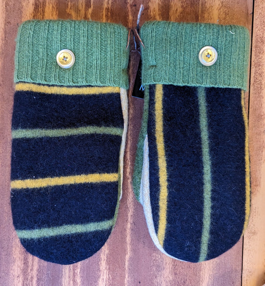 Mackinac Mittens Blue Green Stripe