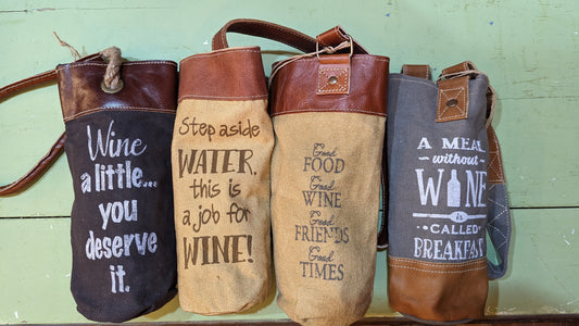 Canvas and Leather Wine Bags