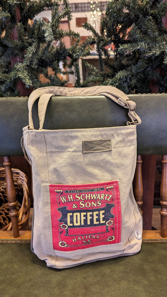 Canvas Bag, Medium Size, Coffee Co. Pattern